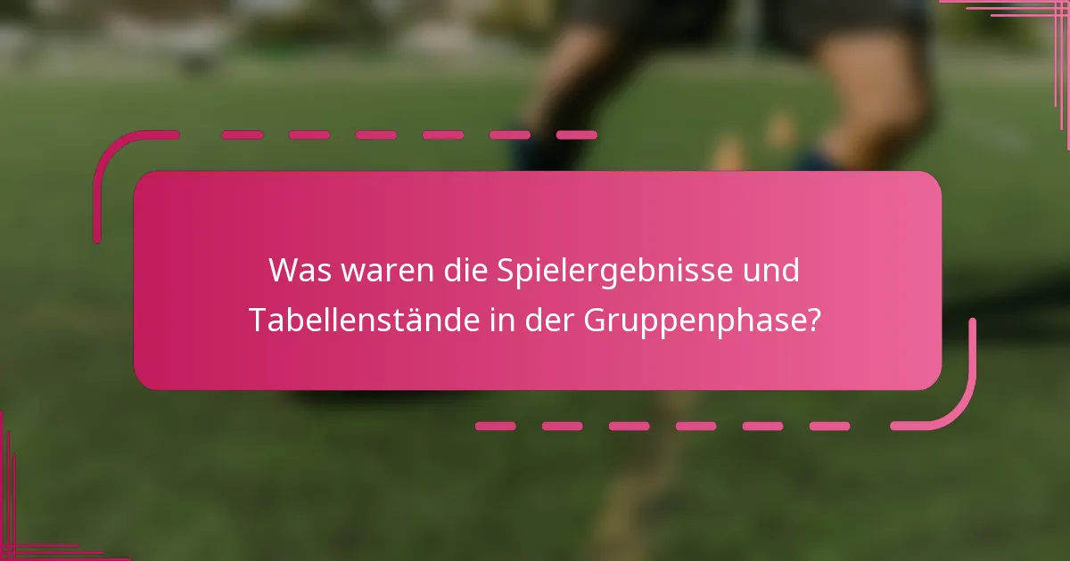 Was waren die Spielergebnisse und Tabellenstände in der Gruppenphase?