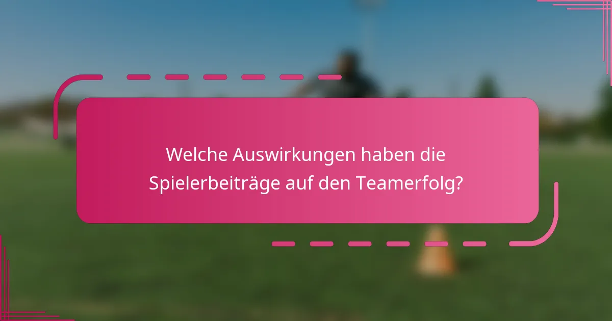 Welche Auswirkungen haben die Spielerbeiträge auf den Teamerfolg?