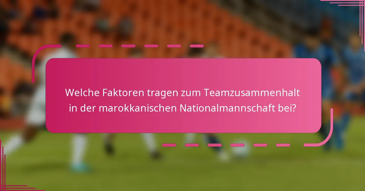 Welche Faktoren tragen zum Teamzusammenhalt in der marokkanischen Nationalmannschaft bei?