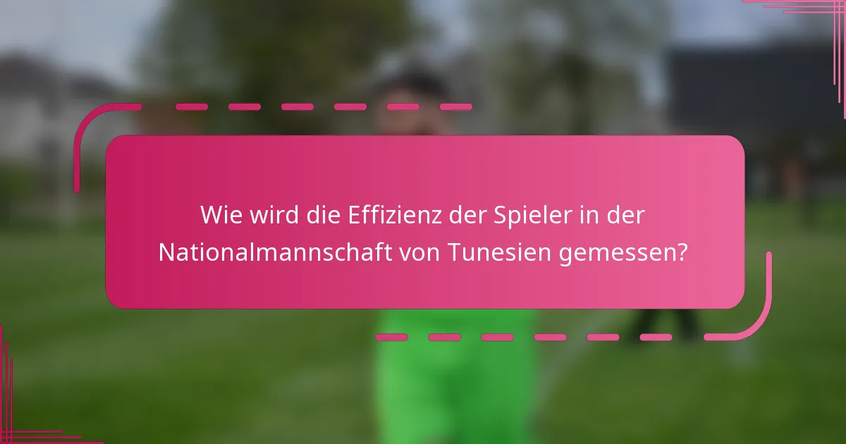 Wie wird die Effizienz der Spieler in der Nationalmannschaft von Tunesien gemessen?